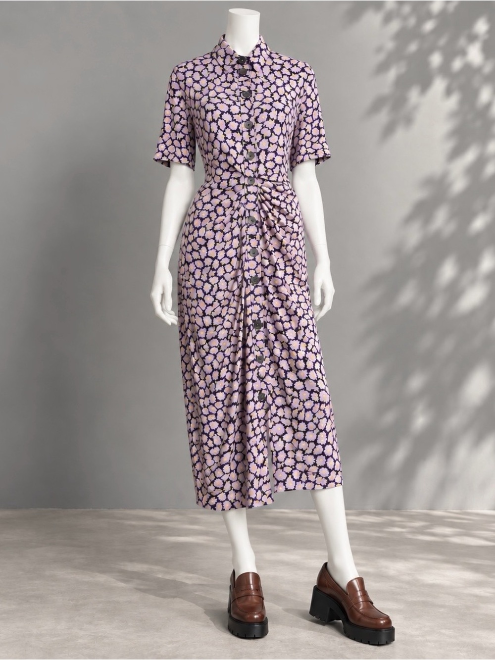 Kate Spade Sunny Bloom Shirt Dress Purple Floral Button Preppy Grunge Midi 16